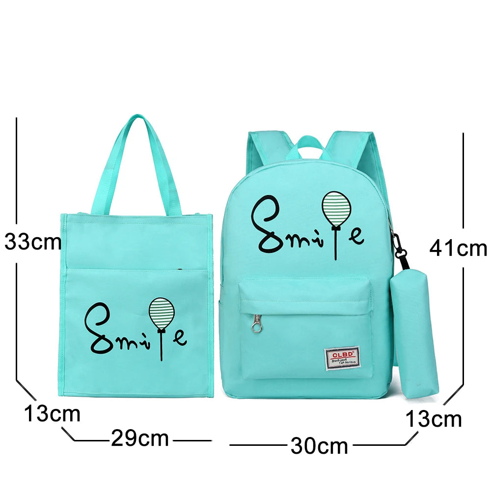 Children School Bags Cartoon Balloon Printing Boys and Girls Canvas Backpack