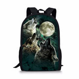 Cartoon Wolf Pattern Kids School Backpack