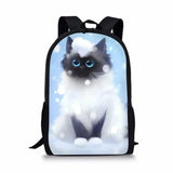 Kids Backpack Fantasy Cats Pattern School Book Bags Cartoon Animal Painting