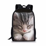 Kids Backpack Fantasy Cats Pattern School Book Bags Cartoon Animal Painting