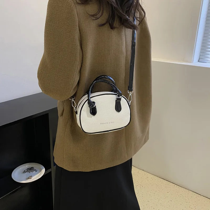 Circular Small Handbags Women's Shoulder Bag Pu Leather Crossbody Bags