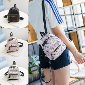 Geometric Pattern Backpack Zipper Closure Waterproof Small Daypack
