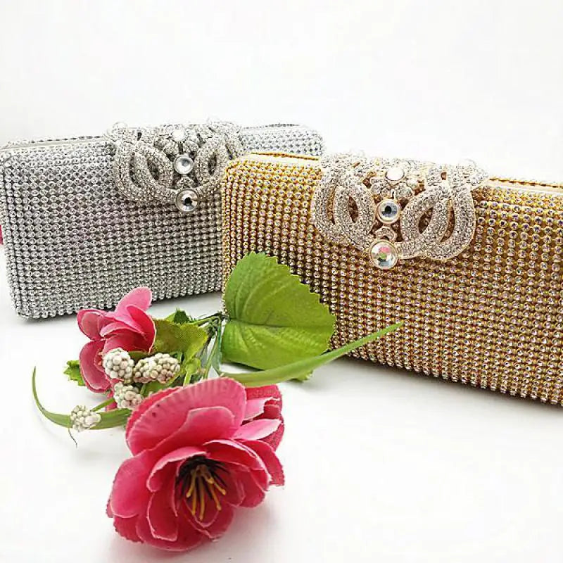 Crown Rhinestones Evening Bag Wedding Lady Purse Mini Shoulder Handbag