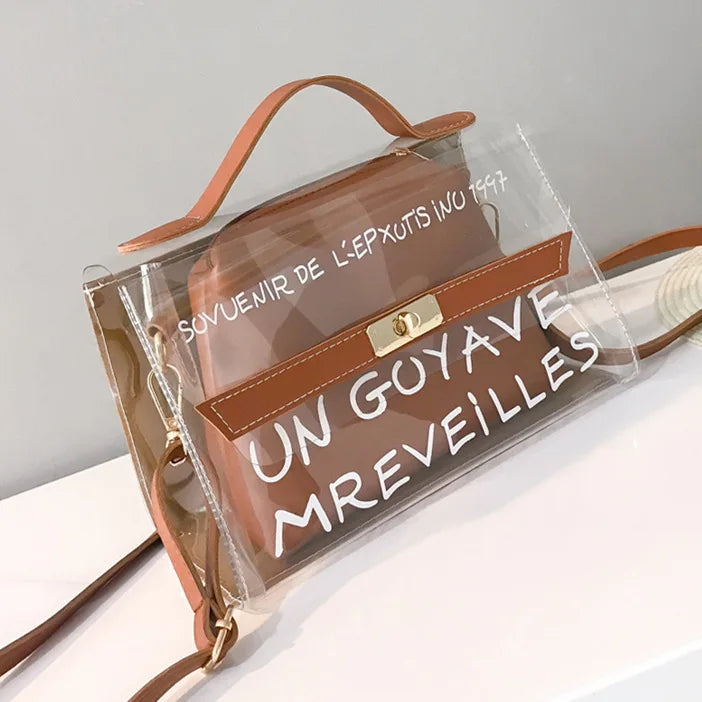Composite Bag Ladies Shoulder Bags Transparent Inner Women Messenger Bags
