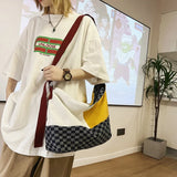 Contrasting Colors Ladies Shoulder Bags High Nylon Checkerboard Stitching