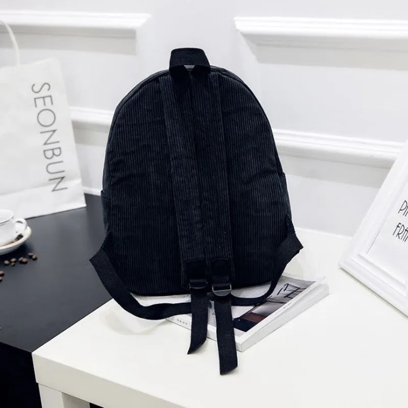 Corduroy Backpack for Women Teenger Girl Travel School Bags