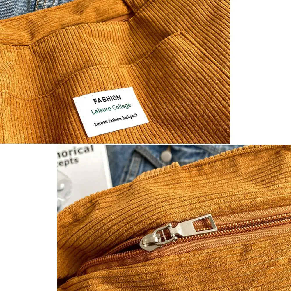 Corduroy Large Capacity Outdoor Shopping Bag Handbags Shoulder Bag Totes Bag