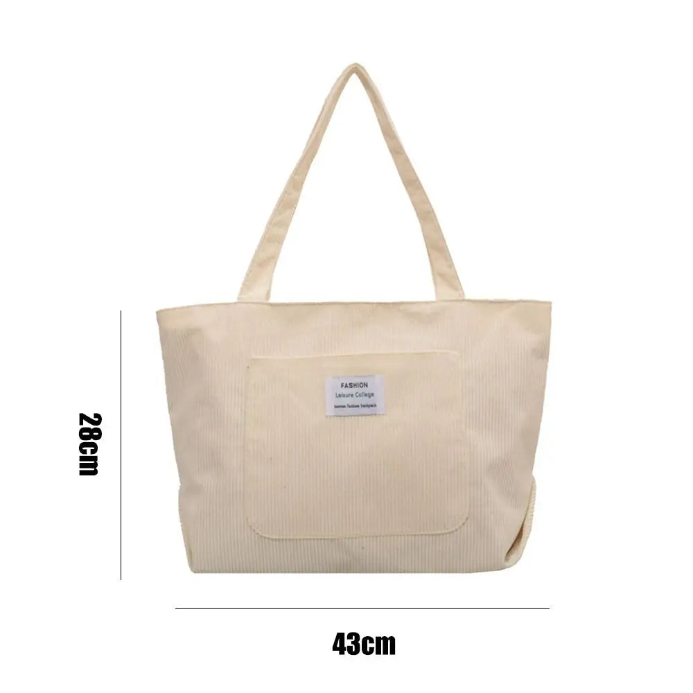 Corduroy Large Capacity Outdoor Shopping Bag Handbags Shoulder Bag Totes Bag