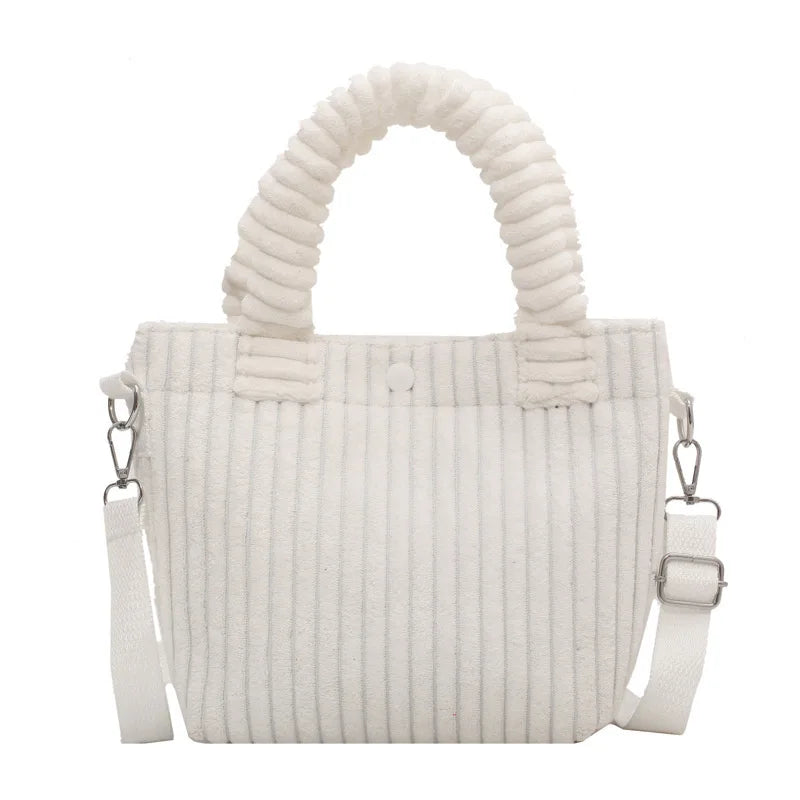 Corduroy Women's Bag Handbags Versatile Bucket Shoulder Bags