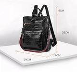Crocodile Female Backpack School Bag Girls PU Leather Daypack