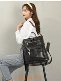Crocodile Female Backpack School Bag Girls PU Leather Daypack