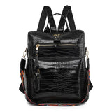 Crocodile Female Backpack School Bag Girls PU Leather Daypack
