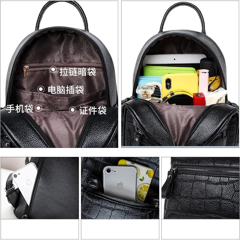 Crocodile Women Backpack Small Schoolbags for Girls Daypack Bagpack