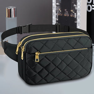 Crossbody Bag Multi-Pockets Rhombus Pattern Adjustable Belts Fanny Packs