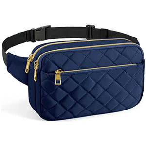 Crossbody Bag Multi-Pockets Rhombus Pattern Adjustable Belts Fanny Packs