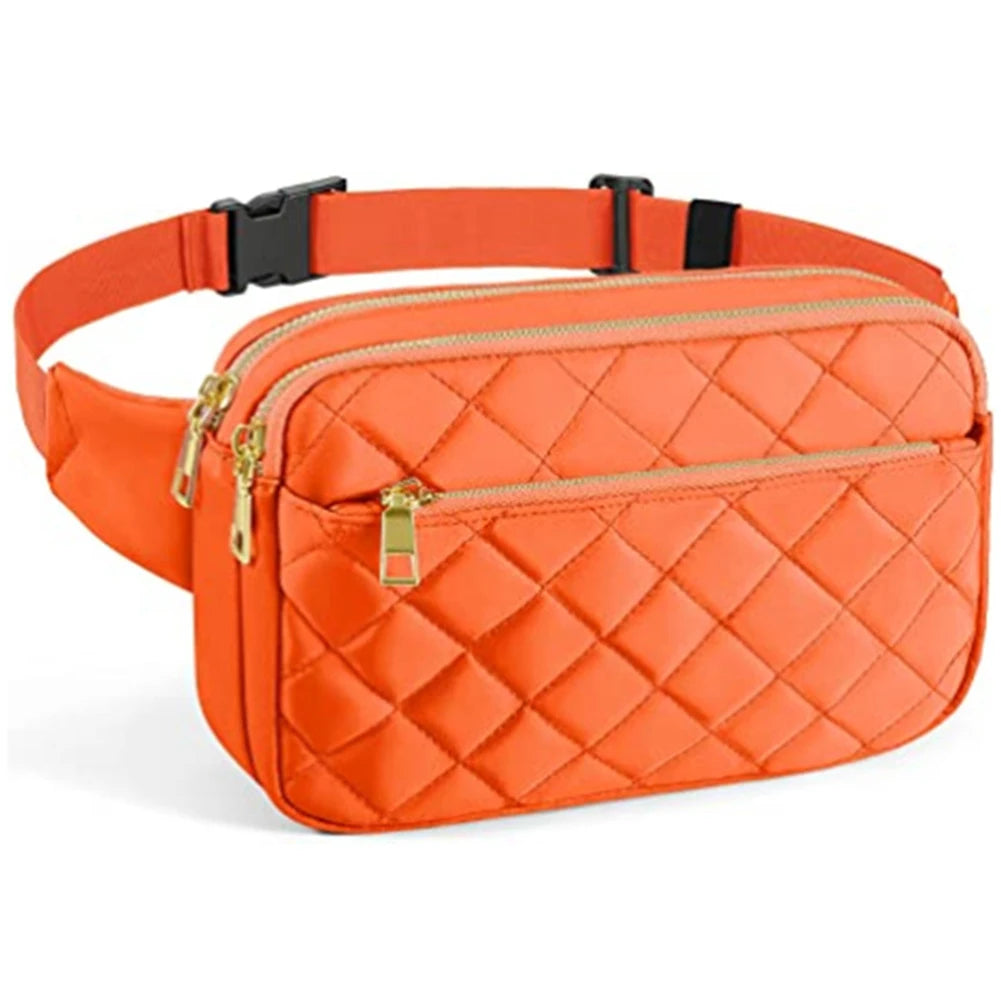 Crossbody Bag Multi-Pockets Rhombus Pattern Adjustable Belts Fanny Packs