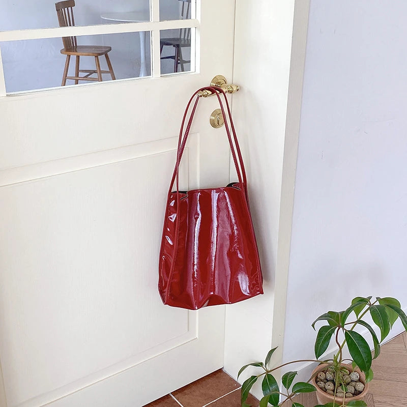 Women Shoulder Bag Soft Patent Leather Ladies Handbags Large Capacity