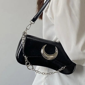 Women's Moon Lock Shoulder Bag PU Leather