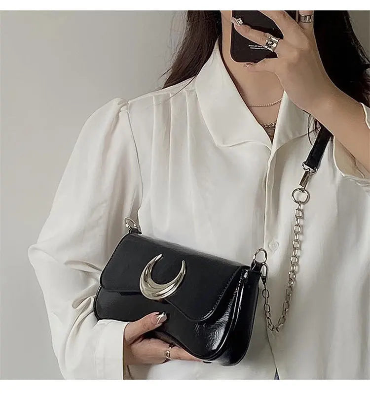 Women's Moon Lock Shoulder Bag PU Leather