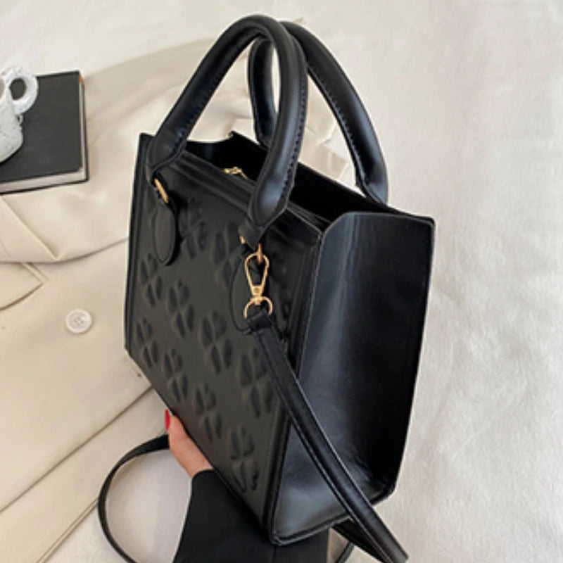 Women's Square Shoulder Bag Solid Handbag Travel Crossbody Pouch Tote