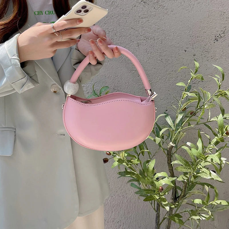 Women Small Shoulder Bag PU Leather Round Crossbody Bags
