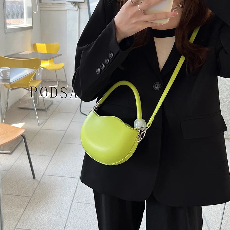 Women Small Shoulder Bag PU Leather Round Crossbody Bags