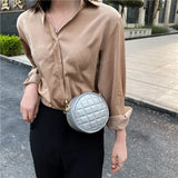 Diamond Lattice Chain Crossbody Bag Round Women Handbags