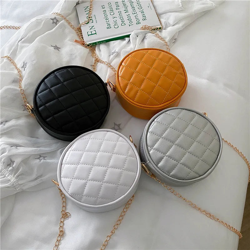 Diamond Lattice Chain Crossbody Bag Round Women Handbags