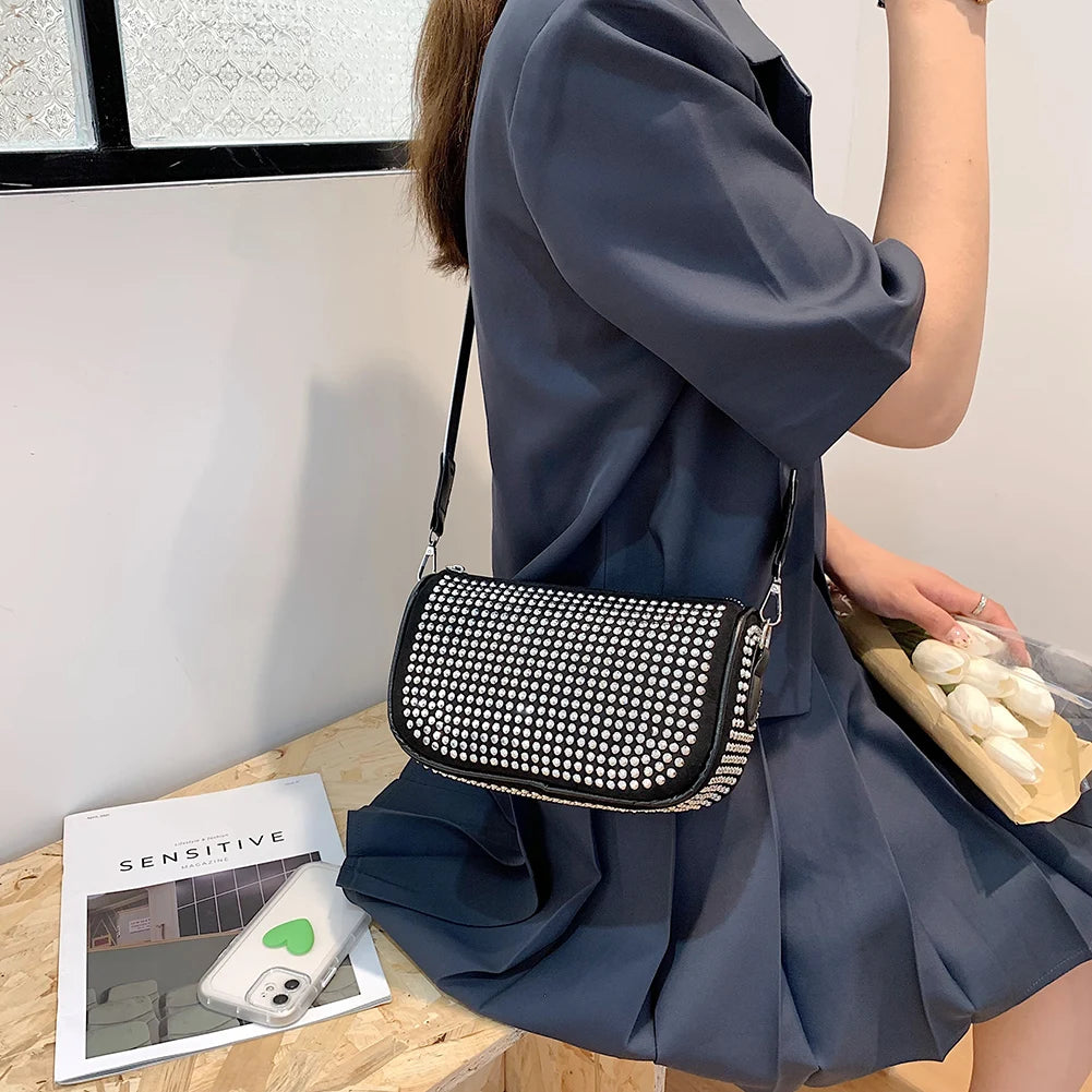 Diamond Rhinestones Shoulder Bags for Women Party Ladies Totes
