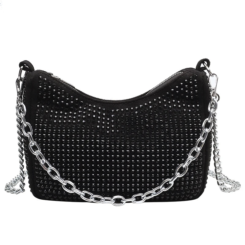 Diamond Shoulder Bag Women Leather Cross body bags Chains Handbag