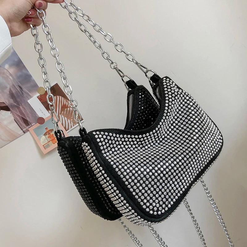 Diamond Shoulder Bag Women Leather Cross body bags Chains Handbag