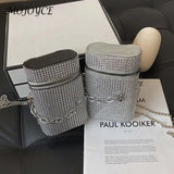 Diamond Shoulder Bag Women Leather Cylinder Bucket Handbag