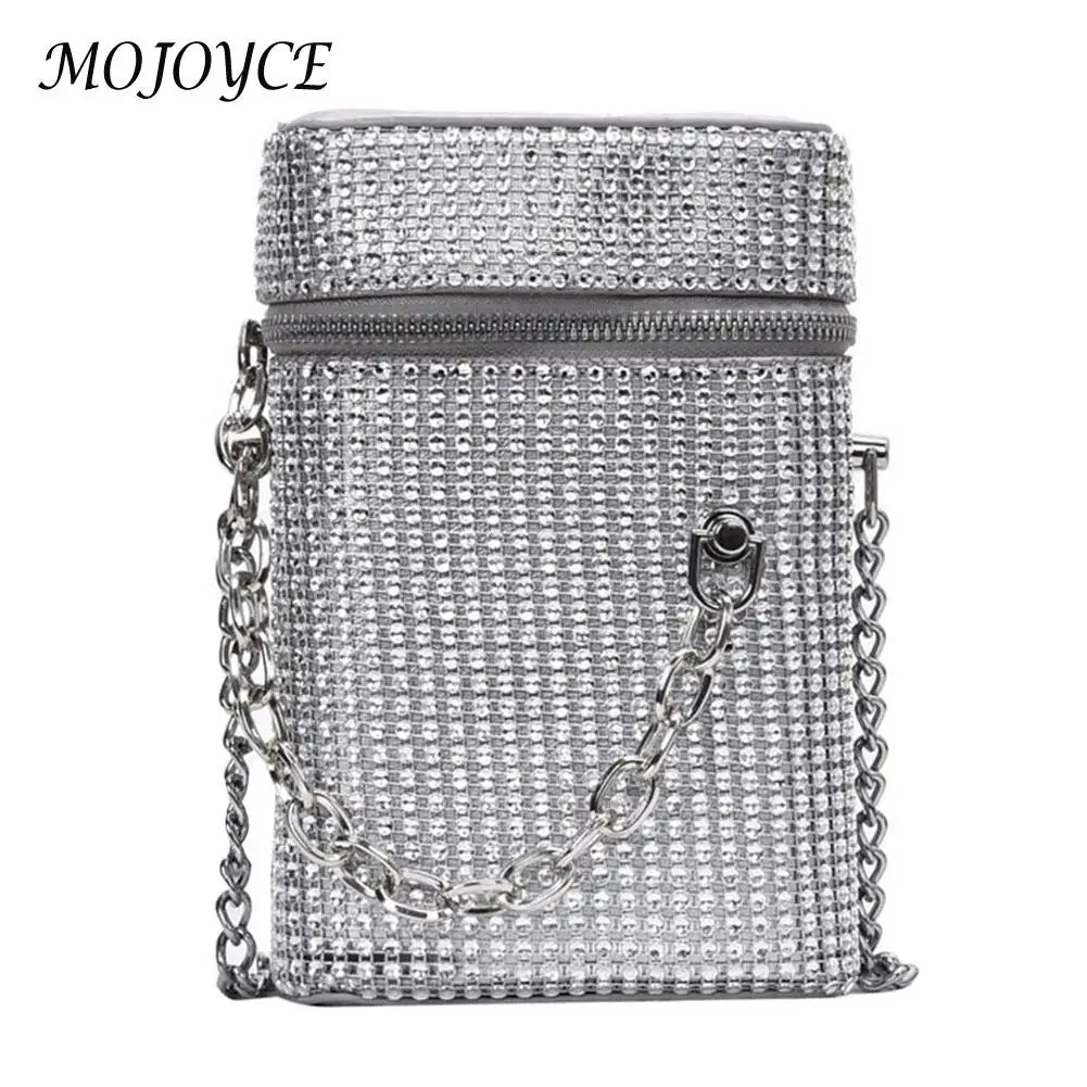 Diamond Shoulder Bag Women Leather Cylinder Bucket Handbag