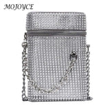 Diamond Shoulder Bag Women Leather Cylinder Bucket Handbag