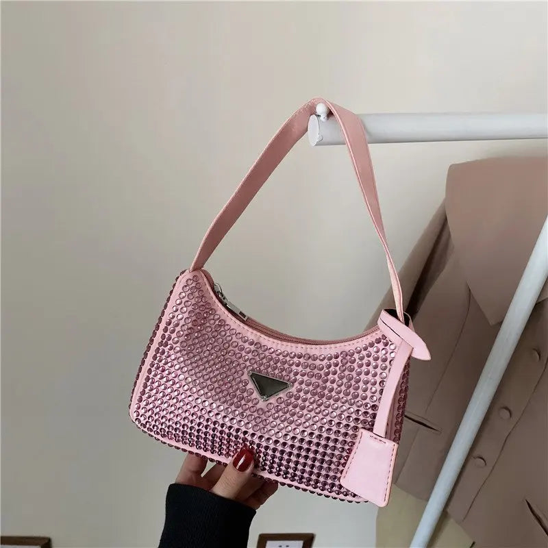 Diamond Shoulder Bags for Women Crossbody Zipper Handbag Soft Female Tote Bags