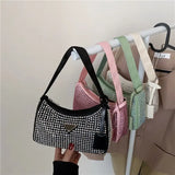 Diamond Shoulder Bags for Women Crossbody Zipper Handbag Soft Female Tote Bags