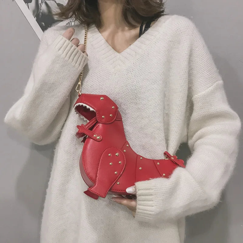Dinosaur Rivets Chain Purse Shoulder Bag Ladies Crossbody Mini Messenger Bag