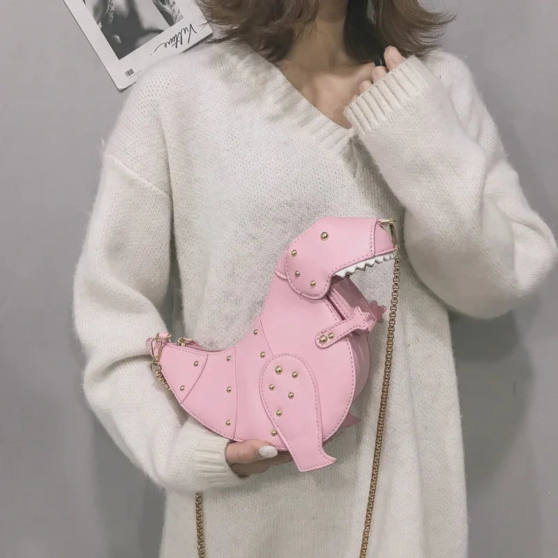 Dinosaur Rivets Chain Purse Shoulder Bag Ladies Crossbody Mini Messenger Bag
