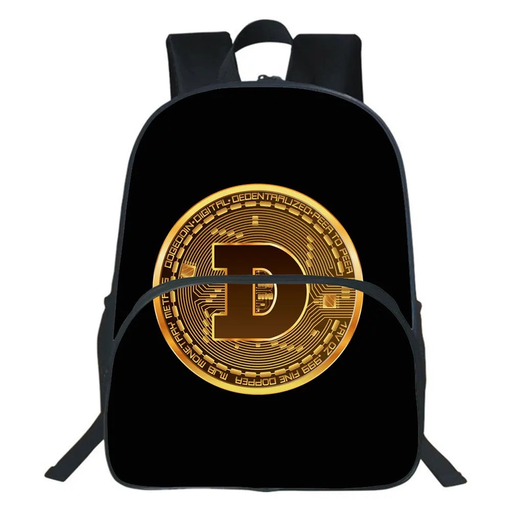 Dogecoin Backpack 3D Cartoon School Bag for Kids