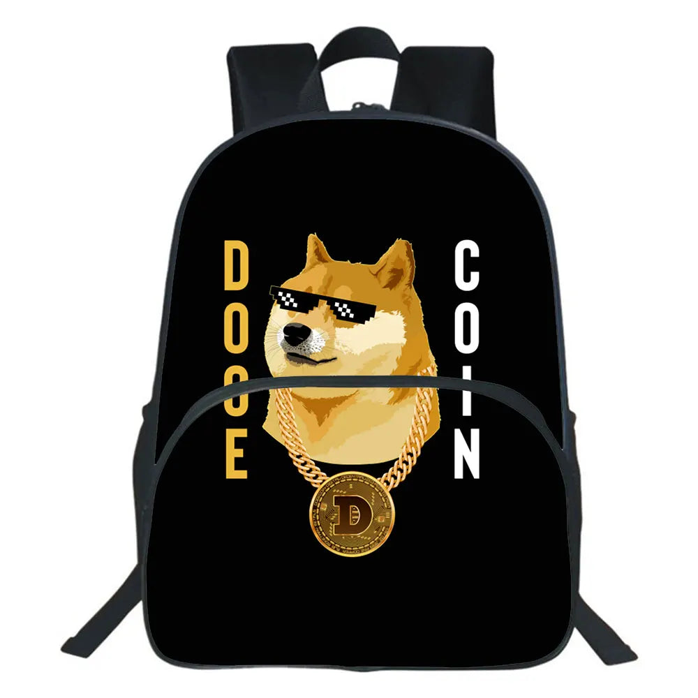 Dogecoin Backpack 3D Cartoon School Bag for Kids