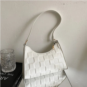 Embossed PU Leather Zipper Shoulder Bag for Women Summer