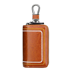 Embroidery Cowhide Key Wallet Double Layer Key Organizer