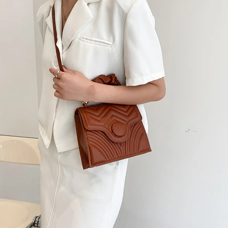 Solid Crossbody Bags Embroidery Shoulder Bag for Women