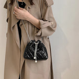 Embroidered Shoulder Bag Chain Bucket Clutch Purse