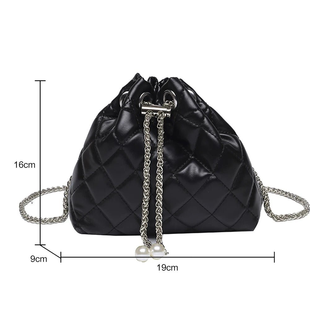 Embroidered Shoulder Bag Chain Bucket Clutch Purse