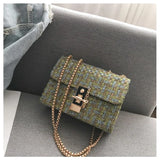 Plaid Knitting Casual Chain Shoulder Bag for Women