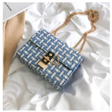 Plaid Knitting Casual Chain Shoulder Bag for Women