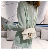Plaid Knitting Casual Chain Shoulder Bag for Women