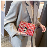 Plaid Knitting Casual Chain Shoulder Bag for Women
