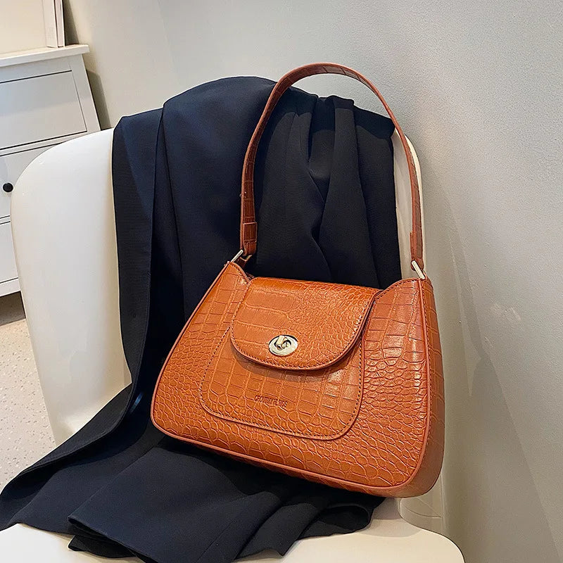 Retro Women Totes Shoulder Bag Crocodile Pattern Handbag